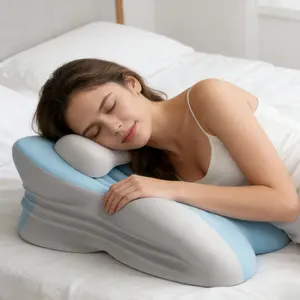 Ergonomic prone pillow, memory foam mattress pillow with removable neck pillow, relieves neck and back pressure, features a detachable neck pillow to improve sleep posture.