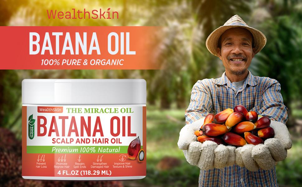Wealthskin Batana Oil From Honduras Repairs Damaged Hair, Dr. Sebi Reduces Hair Loss, And Nourishes Scalp. 100% Pure, Ideal As Hair Mask Or Scalp Oil