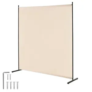 VEVOR Room Divider, Single Panel Room Divider, 6FT Privacy Screen Indoor, Partition Divider for Room Separation, Freestanding Room Divider Panel for Office, Bedroom, Beige