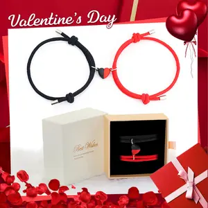 Red and black heart-shaped magnetic couple bracelet, birthday gift, Valentine's Day gift, couple accessories