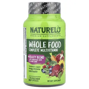 NATURELO Whole Food Complete Multivitamin + Beauty Blend, 60 Vegetarian Capsules