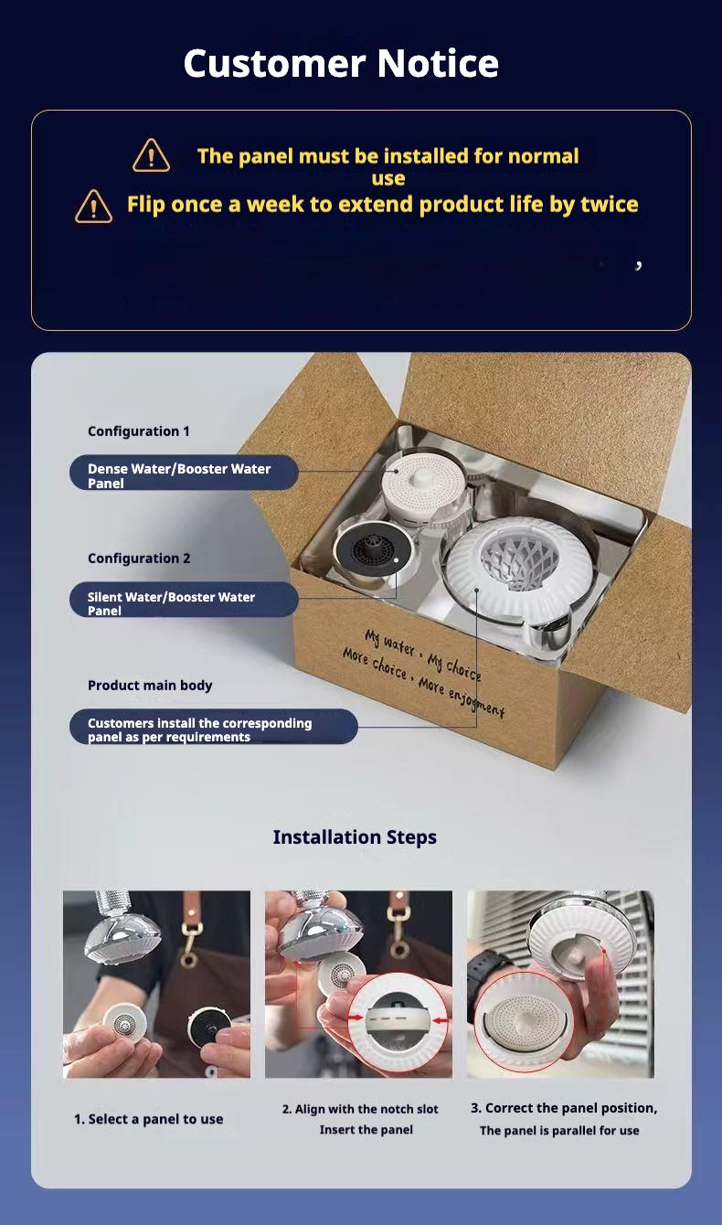 【CleanFlow Studio】Minimalist Faucet Aerator | 360° Pivot & Anti-Clog | Efficient Turbo Water Flow | Effortless Hand Installation | Standard Home Faucet Fit