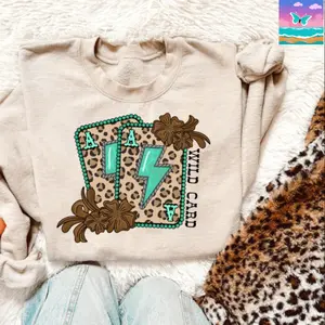 Cheetah wild card Crewneck & T-shirt, Western cowboy Graphic Hoodie, Trending western Graphic Hoodie, Western Boutique, Handmade, cowboy stuff, western sweatshirt, Outdoorsy gifts