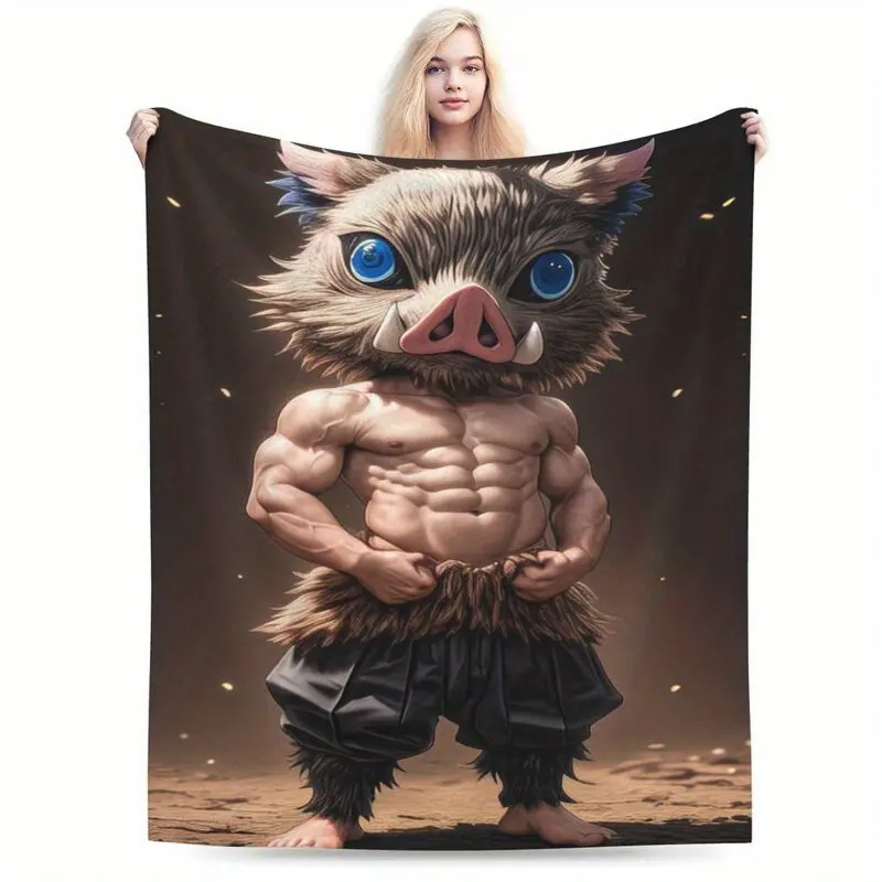 Muscle Piggy Flannel Blanket Super Soft Warm Lightweight All Season Use for Bed Sofa Office Camping Party Decoration Ideal Gift for Family Friends Lovers