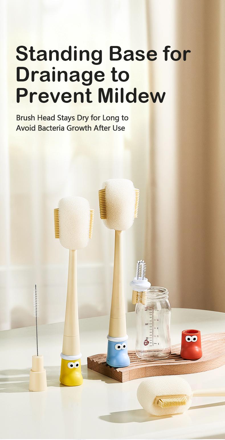 5-in-1 Multifunctional Cup Brush Set - Food-Grade Silicone & Sponge Heads | Rim/Gap/Straw Cleaner for Bottles Mugs