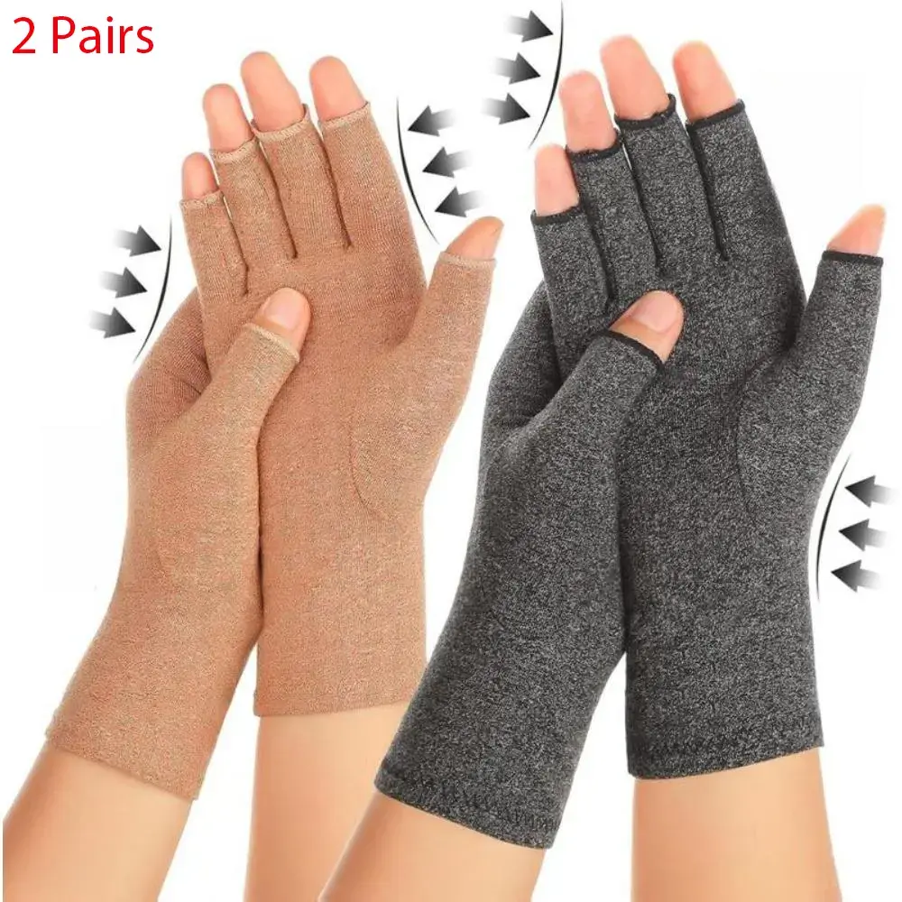 2 Pairs Fingerless Arthritis Compression Gloves for Women Men - Healthcare Compression Support, Carpal Tunnel Pain Relief, Thumb Sleeve for Blood Circulation, Typing, Medical Accessories (Small Pack) summerwins