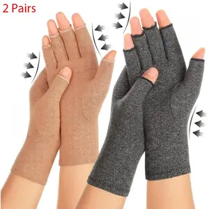 2 Pairs Arthritis Compression Gloves for Women Men, Carpal Tunnel Pain Relief, Fingerless for Typing Both Hands ( Small Pack ) Medical Accessories Thumb Sleeve Blood Circulation