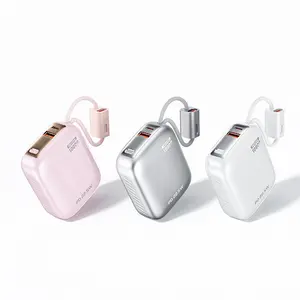 10000mAh 4-in-1 Mini Portable Power Bank for Phone 22.5W Fast Charger with 4 Outputs Digital Display Built-in Type-C & Lightning Ports Lightweight Compact Design.Small charger for purse,tiktok shop deals,mini travel products,portable chargers