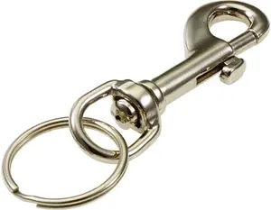 Bolt Snap Mens Nickel Plated Zinc with 1-1/8" Split Key Ring 4511 Strong Brass Key Ring for Belt Purse and Backpack