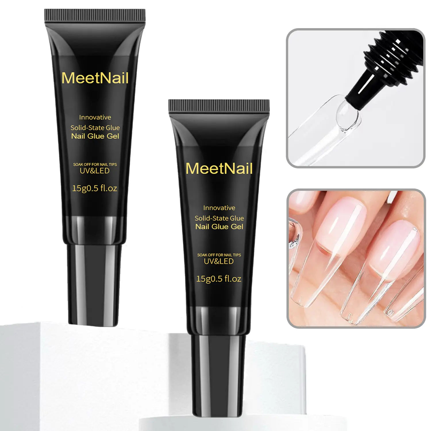 MeetNail Uv Solid Nail Glue Gel 30ml Uv Lamp Curing Needed Strong Nail Gel Uv Gel for Acrylic Fake Nails Tips Press On Nails Art Extension
