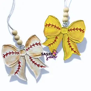 Baseball/Softball Bow Freshie, Small Space Deodorizer with Innovative Features for a Fresh Driving Experience-Baseball-Softball
