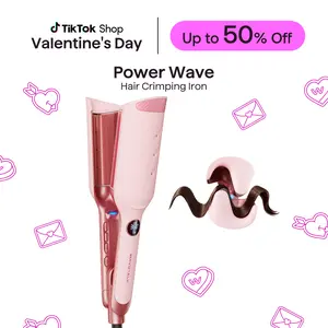 Wavytalk Power Wave Hair Crimper & Curling Wand for Beach Waves with Ionic Technology, Dual Voltage & Lightweight Design, Reducing Frizz & Damage, Perfect for Travel