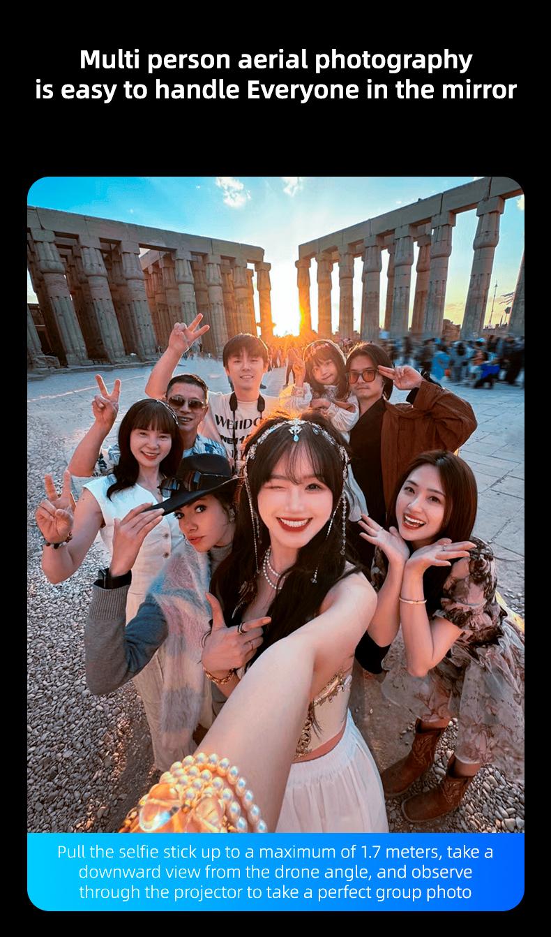 2025 New Rear Camera Selfie Stick, XO 3 in 1 Projection Selfie Stick, with Fill Light and Bluetooth Remote Control, No App Required, Suitable for Taking Photos, Live Streaming, and Video Recording.