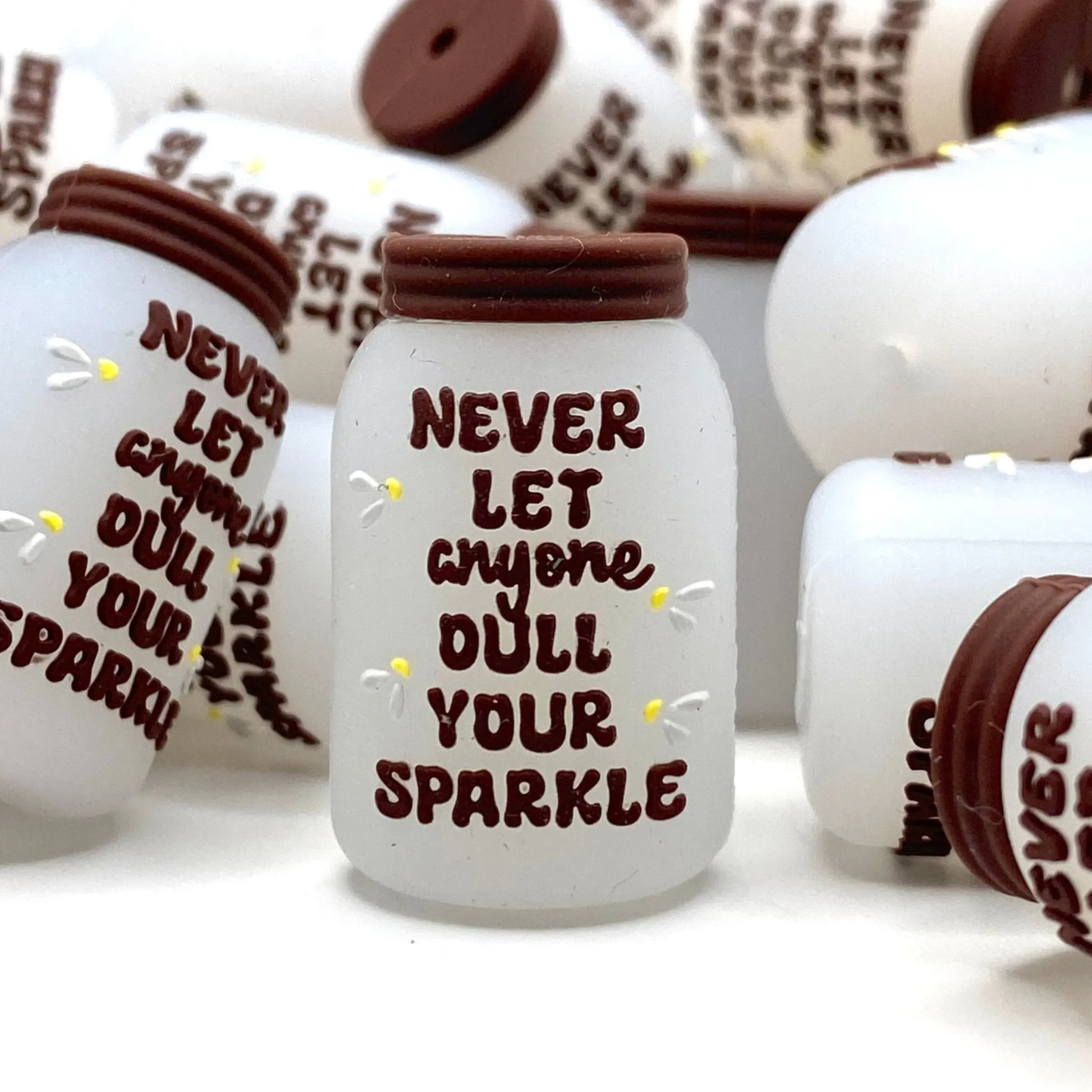 1pc Never Let Anyone Dull Your Sparkle 3D Silicone Focal Beads - ECBS New Custom Beads Inspirational Quotes DIY
