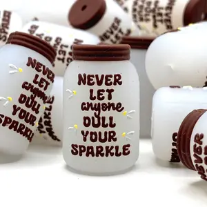 1pc Never Let Anyone Dull Your Sparkle 3D Silicone Focal Beads - ECBS New Custom Beads Inspirational Quotes DIY