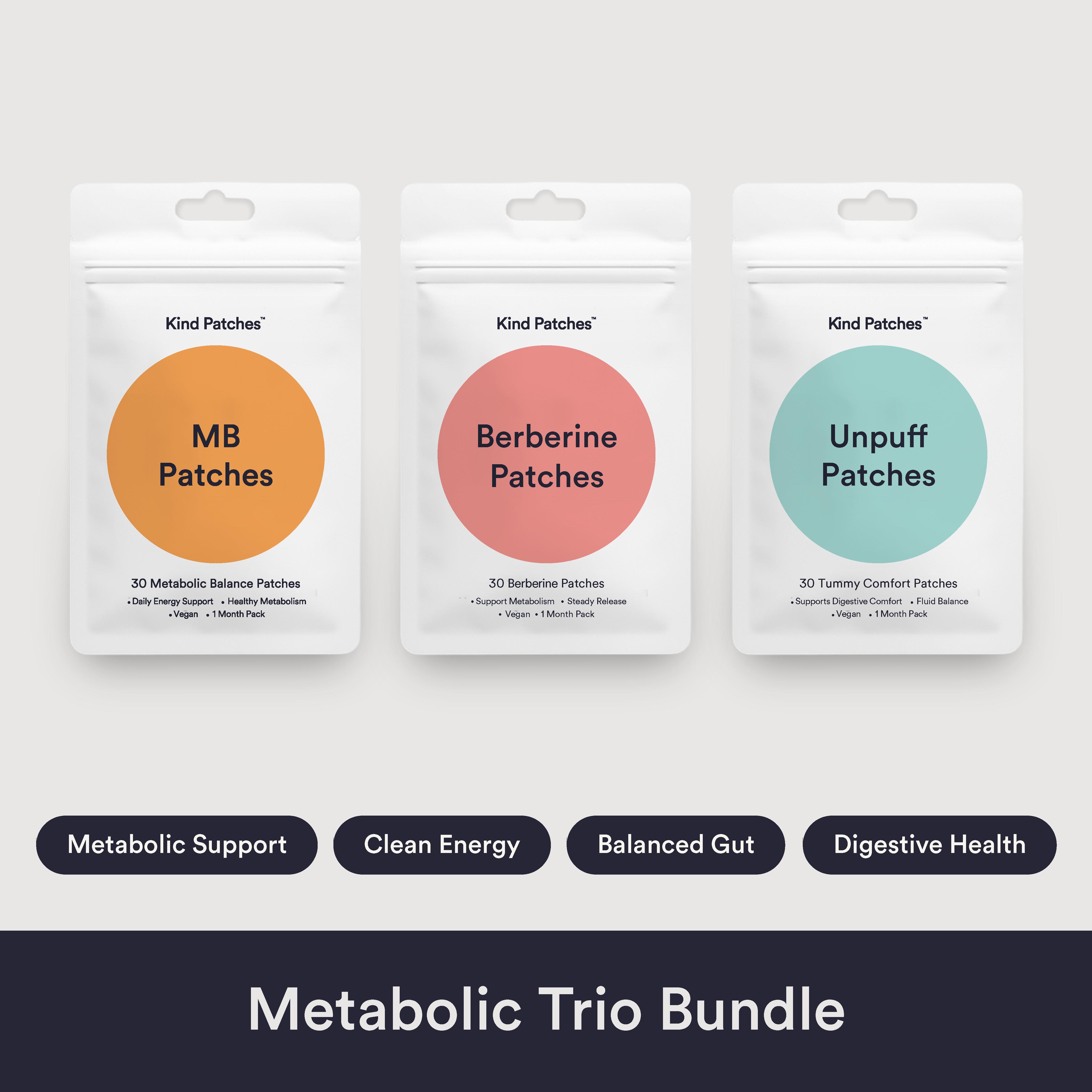 Kind Patches Metabolic Trio Bundle, MB Patches + Berberine Patches + Unpuff Patches, Metabolic Support, Clean Energy, Balanced Gut, Digestive Health, Natural Ingredients, 3 Months Supply Kind Patches Metabolic Trio Bundle, MB Patches + Berberine Patches + Unpuff Patches, Metabolic Support, Clean Energy, Balanced Gut, Digestive Health, Natural Ingredients, 3 Months Supply