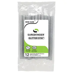 Glitter Stik 4" Mini Size Silver Glitter Hot Glue Sticks - 12 Pack