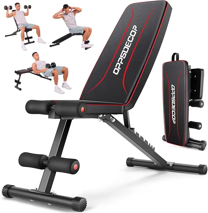 OPPSDECOR Weight Bench for Home Gym, ASTM-Certified 660LBS Fast Foldable Workout Bench for Home Gym, 8 Adjustable and 30in Extended Backrest for Bench Press Incline/Flat/Decline Dumbbell Exercise,SummerWins