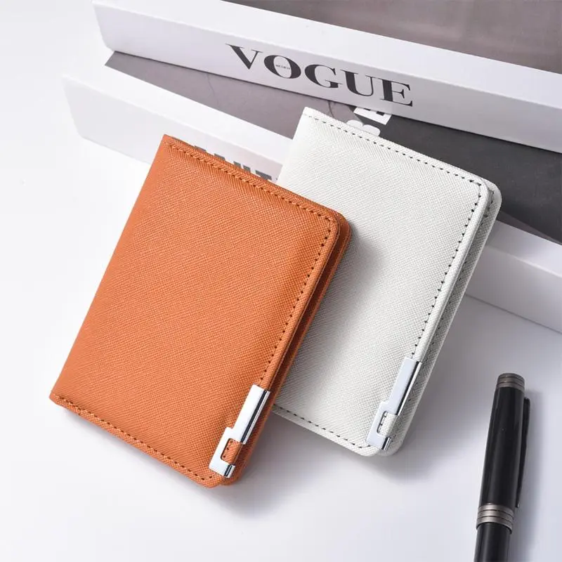 Men's Slim Iron Edge Cross Pattern Short Wallet, Luxury Business Card Holder with Multi-Card Slots, Perfect for Credit Cards & Driver's License