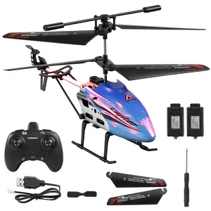 5 Colros LED Light RC Helicopter, Remote Control Helicopter Toys for Kids with 2 Batteries 30Mins Flight
