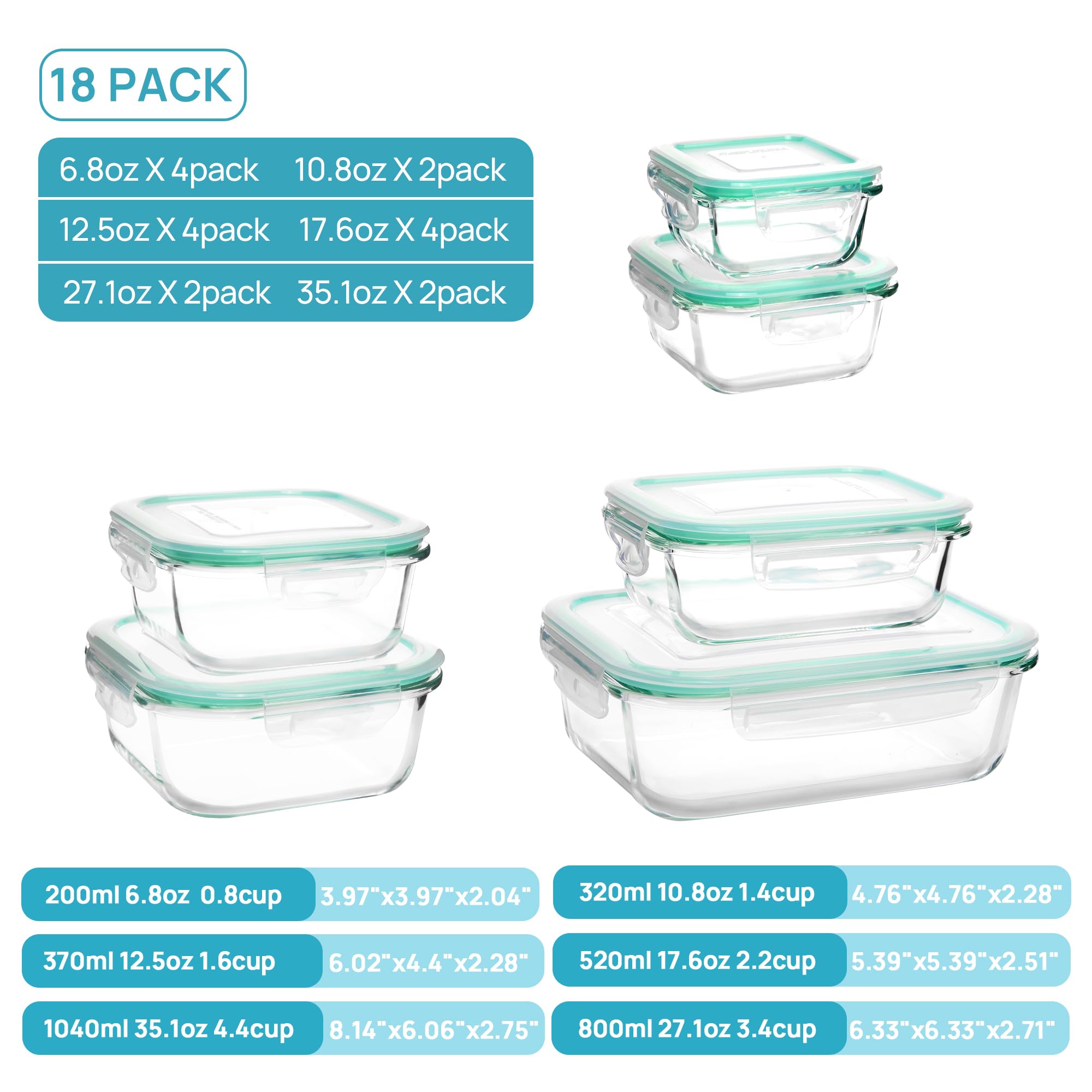 【Spring Sale】Vtopmart 18 Pack Glass Food Storage Containers with Lids -Stackable Design for Kitchen Utensils Oven Microwave Freezer Dishwasher Kitchenware Square Fridge Organizers Insulated Lunch Compartment Grey Rectangle 【Spring Sale】Vtopmart 18 Pack Glass Food Storage Containers with Lids -Stackable Design for Kitchen Utensils Oven Microwave Freezer Dishwasher Kitchenware Square Fridge Organizers Insulated Lunch Compartment Grey Rectangle