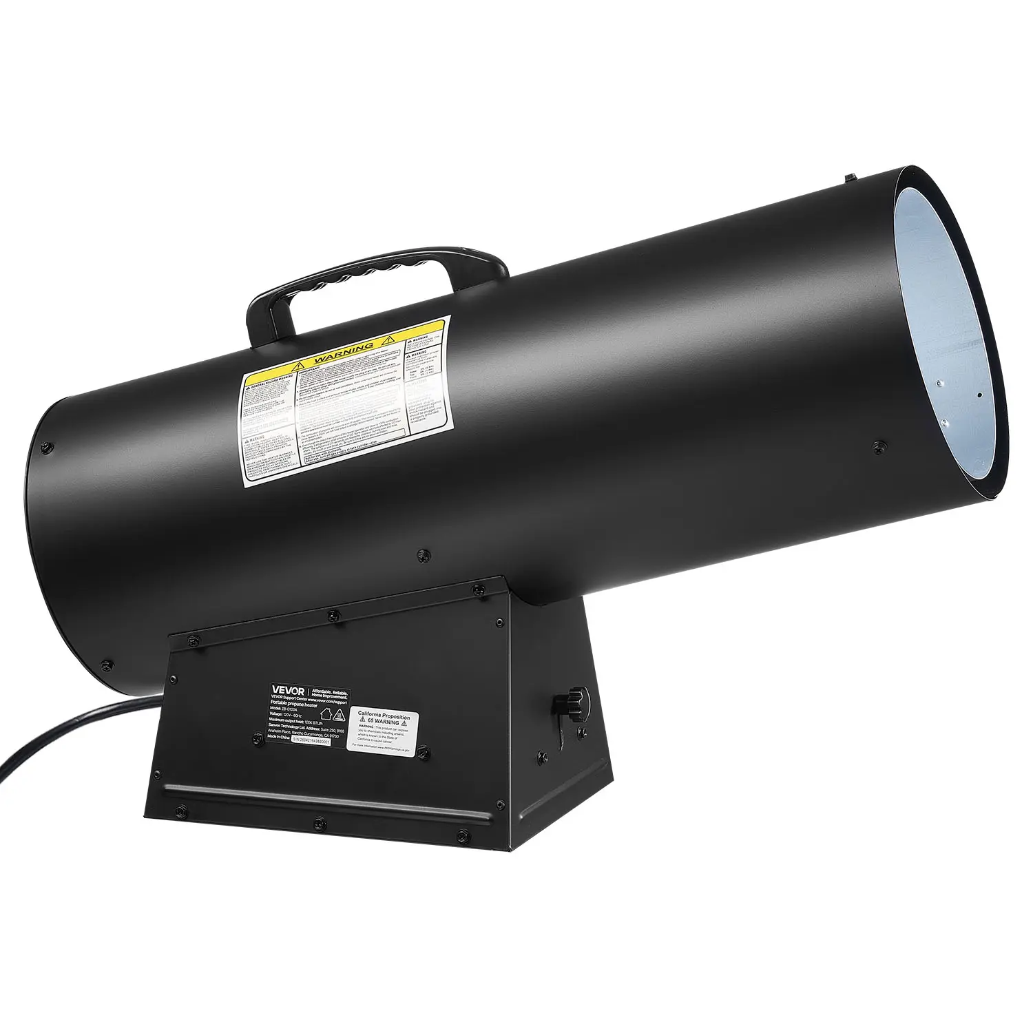 【Summerfinds】VEVOR 125000BTU Forced Air Propane Portable Barrel Heater, Carbon Steel, Stepless Temp Settings, Security Protection, 1.6 ft², 19.73 lbs, Electronic Ignition, Space-Saving, Rustproof, High Altitude Use, for Garage/Job Site, Indoor, Outdoor, H