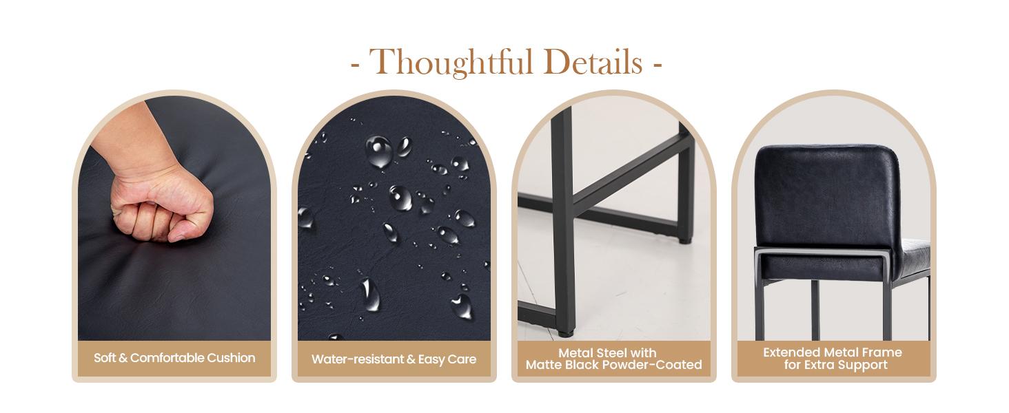 Phivilla Home Modern Bar Stools Set of 1/2/3/4, 24'' PU Leather Counter Height with Back, Waterproof, Metal Frame, Kitchen Island & Home Bar Chairs, Spring Glow Up