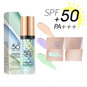3-in-1 Tinted Moisturizer Facial Serum SPF 50 PA+++ Universal Matte Sunscreen, Hydrating Hyaluronic Acid Face Primer Color Correcting Brightening Oil Control For Sensitive Skin