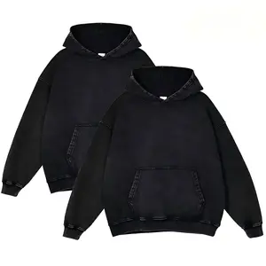 2 Pack Acid Wash Hoodie Oversized Vintage Hoodie Unisex Heavy Weight Hoodie Distress Hoodies for Men Women Couples