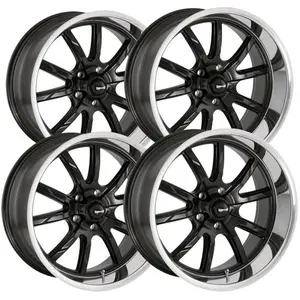 (Set of 4) Staggered Ridler 650 18x8,18x9.5 5x4.5" +0mm Black Wheels Rims