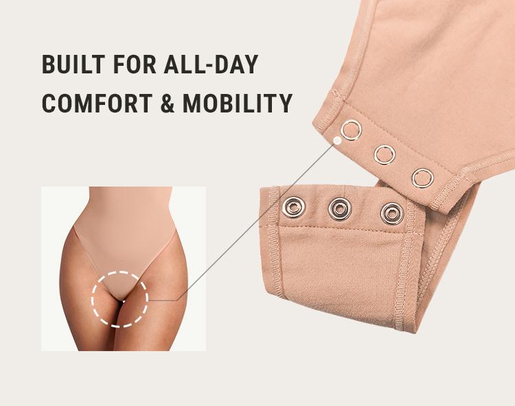 FeelinGirl Womenswear Seamless Long Sleeve Thong Bodysuit for Tummy Control V Neck Going Out Fabric Comfortable Springtok Casual Breathable SpringStatements