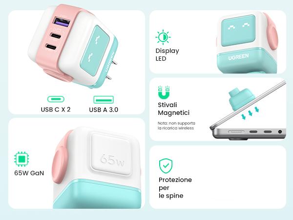 【LIVE ONLY】UGREEN Uno 100W/65W/30W/USB C Charger 3/4-Port Robot GaN Fast Charger PPS PD3.0 for iPhone 17 16 15 14 Pro Max, Galaxy S24/S23 Ultra, Fast Charge for Laptop Macbook Air-Black Friday Electronic Charging,TikTokShopHolidayHaul