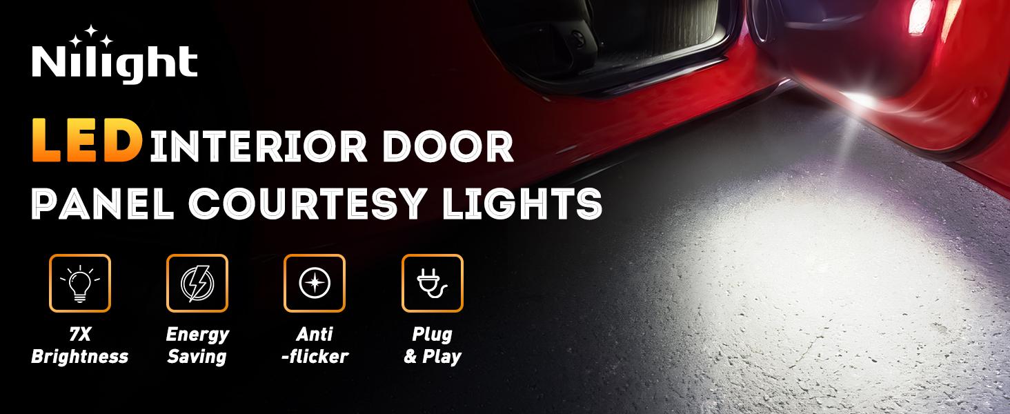 Nilight 2PCS LED Interior Door Panel Light Courtesy Warning Lights White Beam Plug and Play Compatible with Audi A3 A4 A5 A6 A7 S3 S4 S5 S6 S7 Q5 Q7 TT OEM Replacement CANbus Error Free