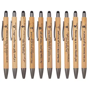 Bible Verse Bamboo Pens Christian Pens Inspirational Scripture Stylus Ballpoint Church Gifts Bulk for Church Women Men Sunday Party Teacher Student Christians Supplies