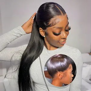 [New In] BGMgirl 360 Lace Straight Hair Invisi Draw string Wear Go Wig Pre-Bleached Pre-Cut Lace Invisible Knots Glueless Full Lace Frontal Human Hair Wig