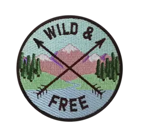 Wild & Free 3.25" Round Hook Patch (Not an Iron-on Patch)