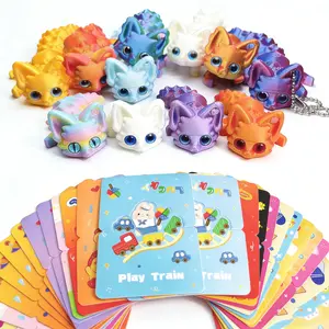 24pcs Gradient Fox 3D Printed Decorations,Pla Material, Classroom Treasure Box, Interior Decoration Accessories, Christmas Halloween Easter Birthday Gifts, Gift for Teacher, Gift for Kids