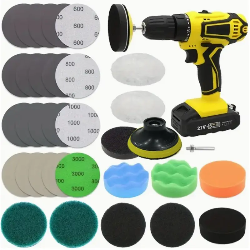 32-Piece Car Polishing Buffing Pad Set, Car Buffers And Polishers Kit, Professional Headlight Repair Kit, Includes 1/4 Inch Shank Backing Plate & Polishing Pads