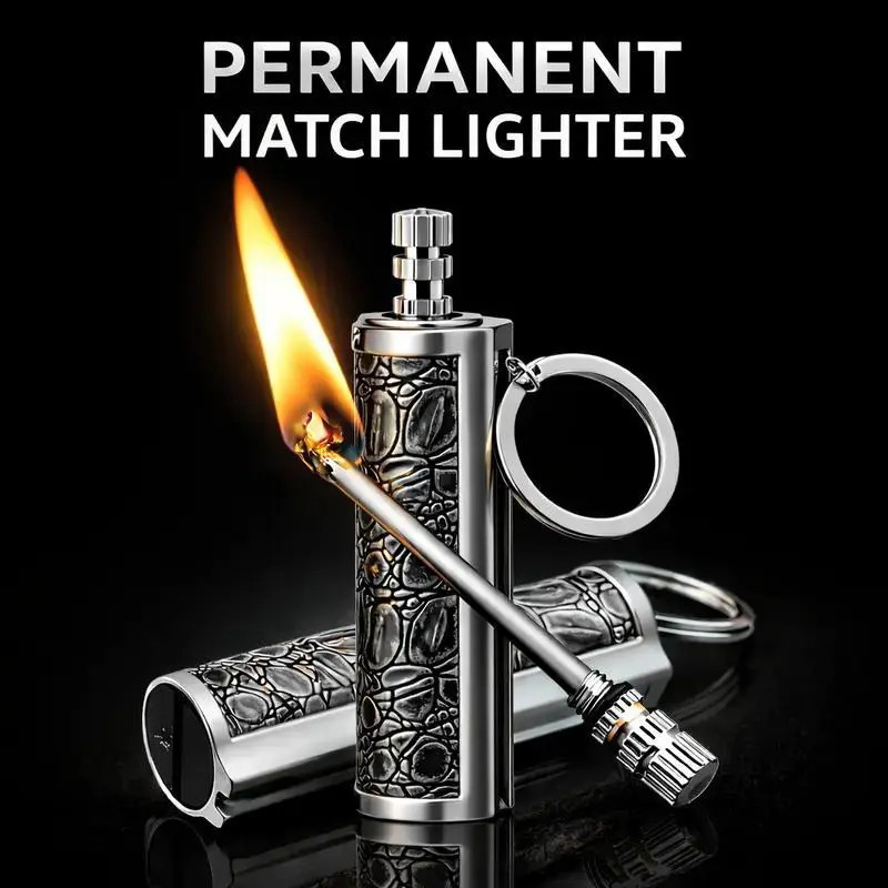 Retro Permanent Match Lighter, 10000 Times Classic Lighter, Outdoor Emergency Fire, Waterproof Permanent Lighter, Portable Ignition Tool, Suitable for Outdoor Camping Fire Ignition Stick (Kerosene is not included in the delivery)
