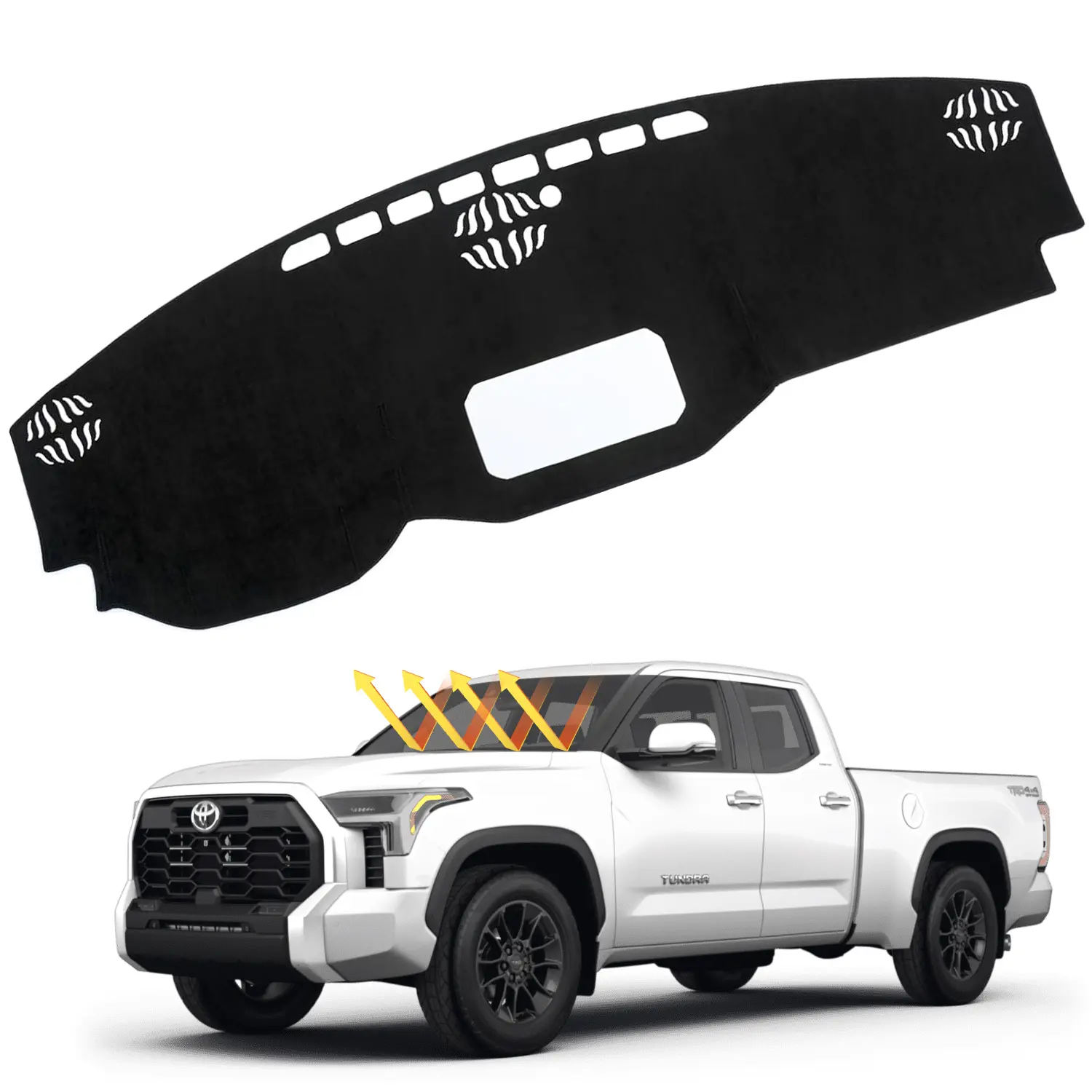Canvcle Custom Fit Dash Mat for 2022-2026 Toyota Tundra Polyester Dashboard Cover UV Protection Anti-Glare Non-Slip Sun Shade Accessories