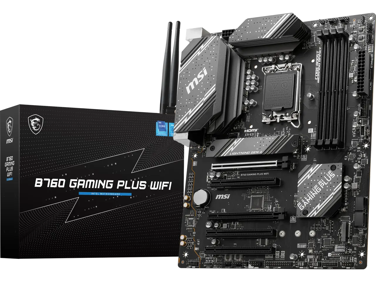 MSI B760 GAMING PLUS WIFI LGA 1700 (280) DDR5 ATX Motherboards - Intel,  SATA 6Gbps, Wi-Fi 6E, Bluetooth 5.3,  7.1 HD Audio, PCIe 4.0 x16, 2.5G LAN