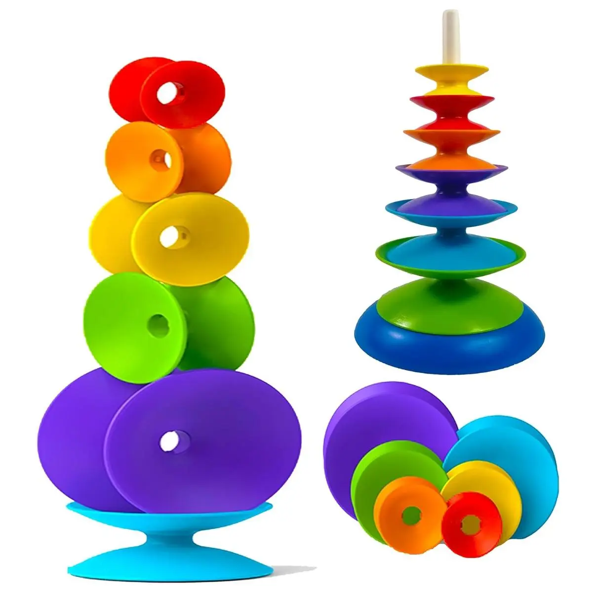 Rainbow Spinning Wheel Toy - Kids Stackable Spinning Toy for Kids, Learning & Developmental Tower for Babies and Toddlers, Brain Early Learning Toys, Interactive Learning Stacking Toys