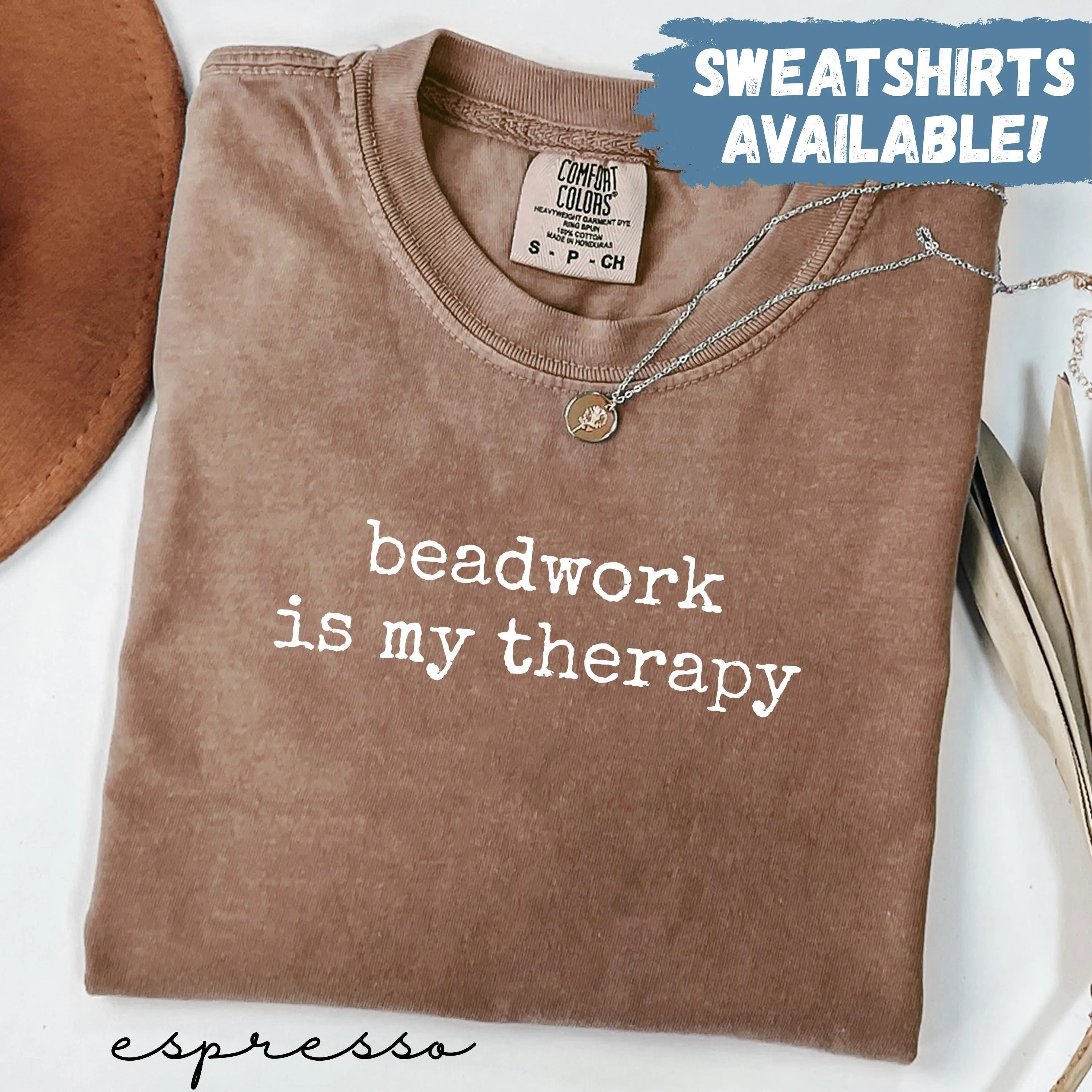 Comfort colors Beadwork Is My Therapy Shirt Craft Shirt Hobby Shirt Jewelry Making T-shirt Beading Tee Gift For Crafter Present For Artist Traveling Is My Therapy