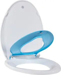 Toilet Seat with Toddler Seat Elongated – Potty Training Toilet Seat Cover for Kids, Built-in Child Seat for Easy Training,Durable PP Material, Blue