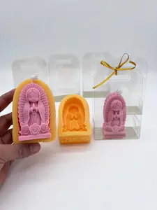 2 pieces Virgin of Guadalupe + 5 crystal boxes candle mold
