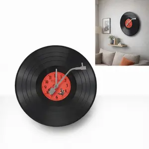 Retro Vinyl Record Wall Clock Musical Battery Operated 11.8 Inch Lightweight Art Decor for Living Room Bedroom Music Room Unique Design Durable Plastic