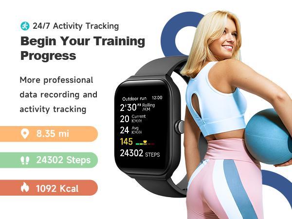 [Spring Deals] Tukio 1.69'' Touch Screen Smartwatch with Fitness Tracker Sleep Monitor Pedometer Stopwatch for Fitness Enthusiasts Holiday Gift Wearable Device