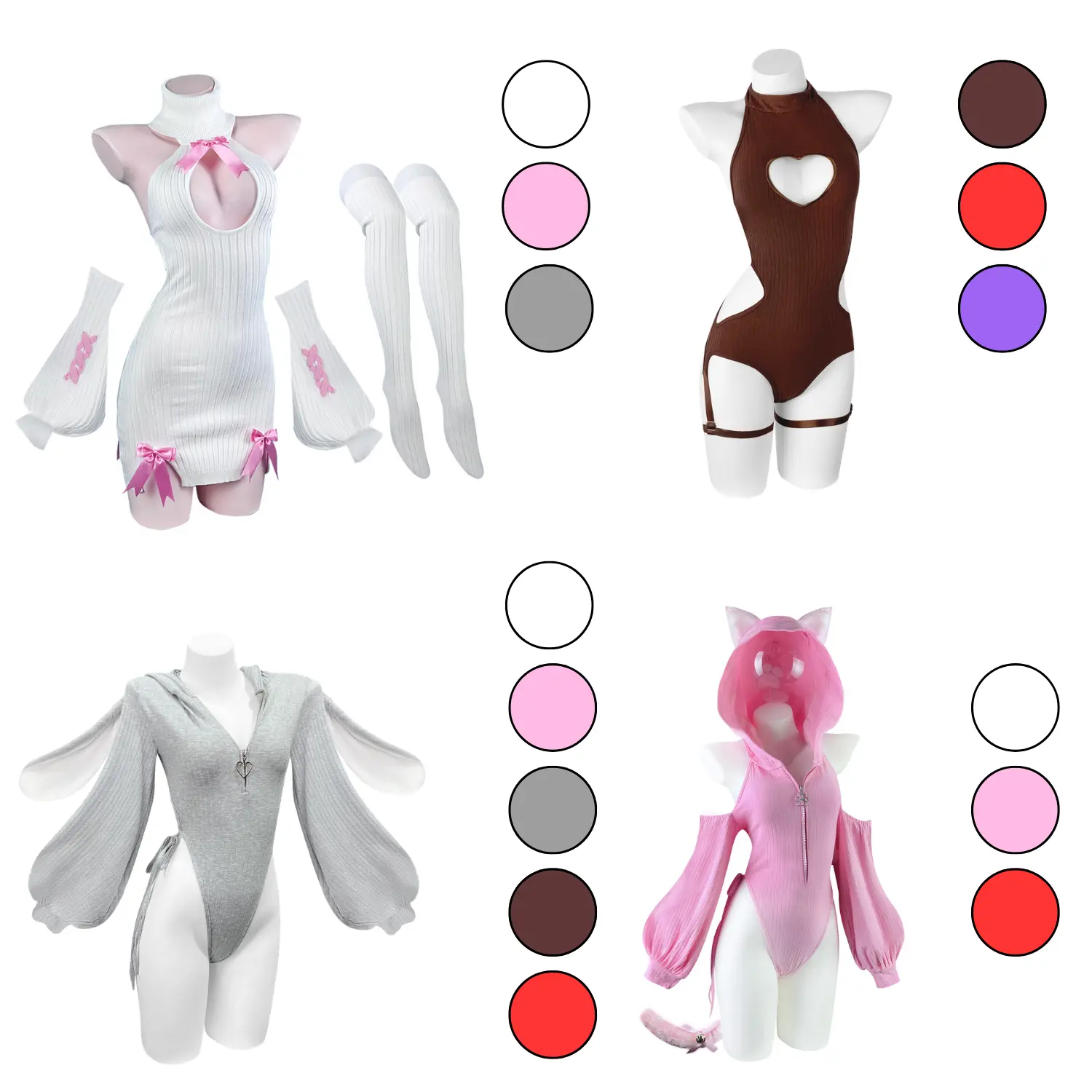 KORURACLUB Women's Cute Bunny Cosplay Set - Polyester Knit Cozy Suit with Bodysuit & Bow Sweater, Bodysuit for Women, Hand Wash Only, 1 Size Gift Option, Limited Time Offer