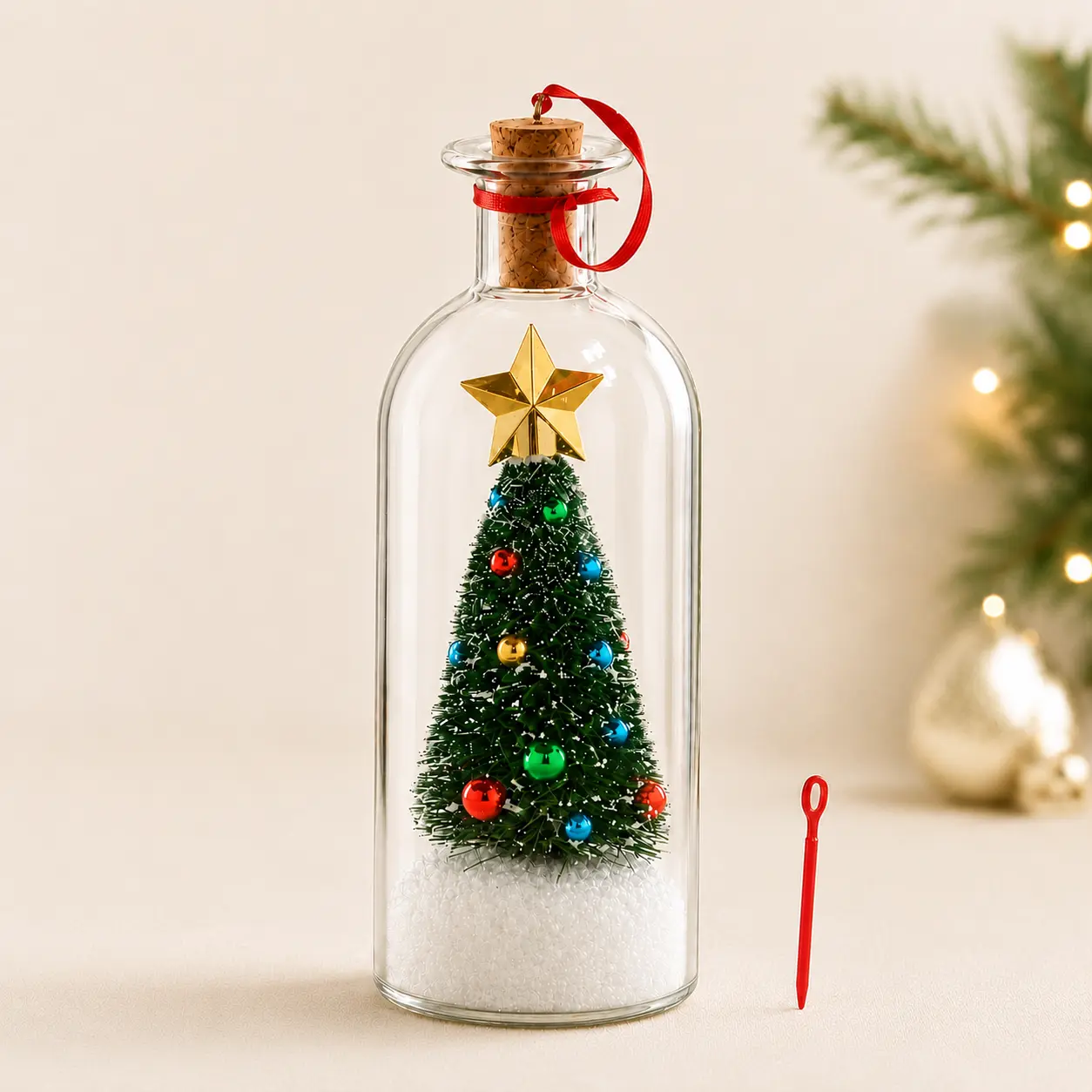 8-Inch Recordable Christmas Star Decor Glass Bottle, Mini Holiday Ornament with Recording Function Pin, Ideal Collectible Holiday Gift, Single