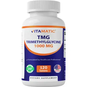 Vitamatic TMG Dietary Supplement with Magnesium - 1000mg Trimethylglycine (Betaine Anhydrous), 120 Tablets, 120 Servings - Non-GMO, Gluten-Free for Homocysteine Level Support
